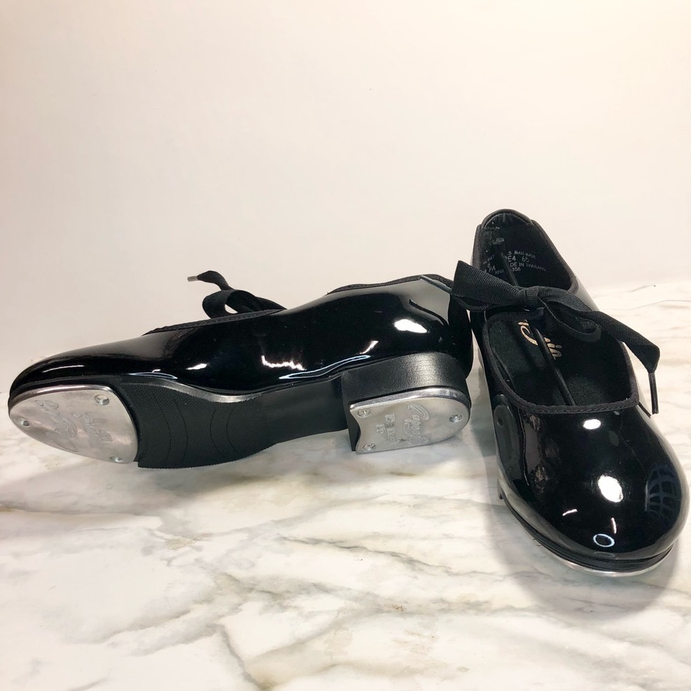Capezio Girls Black Patent Dance Tap Shoes Big Kids Size 8 - Picture 3 of 9